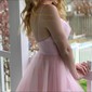 Ball Gown Scoop Neck Tulle 3D Floral Prom Dresses