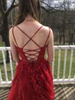 Princess Scoop Neck Tulle Prom Dresses With Appliques