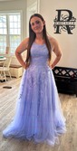 Princess Scoop Neck Tulle Prom Dresses With Appliques