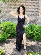 Sheath/Column V-neck Sequined Floor-length Split Front Prom Dresses