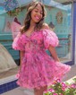 Corset Skater Tulle Ruffle Homecoming Dresses