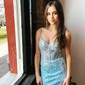 Corset Sky Blue Glitter Bodycon Sweetheart Homecoming Dresses