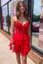 Corset Skater Chiffon Sweetheart Tiered Homecoming Dresses