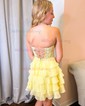 Corset Skater Chiffon Sweetheart Tiered Homecoming Dresses