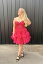 Corset Skater Glitter Tulle Tiered Homecoming Dresses