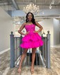 Corset Fuchsia Skater Taffeta Bow Beaded Homecoming Dresses