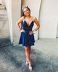 Elegant Skater Satin V-neck Homecoming Dresses