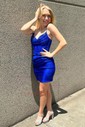 Corset Bodycon Satin Ruched Beaded Homecoming Dresses