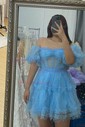 Corset Skater Tulle Ruffle Homecoming Dresses