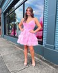 Puffy Skater Tulle Tiered Ruffle Homecoming Dresses