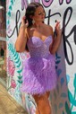 Corset Bodycon Sweetheart Feathers Homecoming Dresses