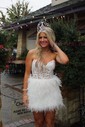 Corset Bodycon Sweetheart Feathers Homecoming Dresses