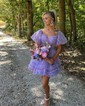 Elegant Skater Tulle V-neck Ruffle Homecoming Dresses