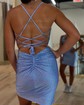 Glitter Blue Bodycon Jersey Homecoming Dresses