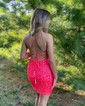 Sparkly Fuchsia Bodycon Sequin Square Neck Homecoming Dresses