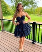 Corset Skater Glitter Tulle Tiered Homecoming Dresses