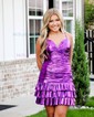 Sparkly Hunter Bodycon Metallic Tiered Homecoming Dresses