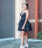 Glitter Black Skater Tiered Ruched Homecoming Dresses