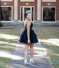 Glitter Black Skater Tiered Ruched Homecoming Dresses