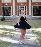 Glitter Black Skater Tiered Ruched Homecoming Dresses