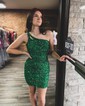 Sparkly Bodycon Sequin One Shoulder Cut Out Homecoming Dresses