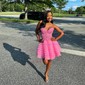 Corset Daffodil Skater Tulle Tiered Homecoming Dresses