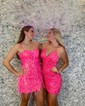 Sparkly Bodycon Sequin Feathers Homecoming Dresses