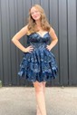 Corset Skater Appliques Tiered Homecoming Dresses