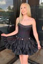 Corset Skater Taffeta Ruffle Bow Homecoming Dresses