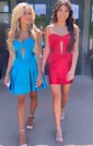 Corset Fuchsia Skater Satin Cut Out Sweetheart Homecoming Dresses