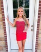 Sparkly Bodycon Satin Beaded Homecoming Dresses