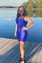 Glitter Bodycon Jersey Square Neck Beaded Homecoming Dresses