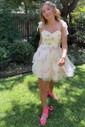 Cute Pearl Pink Skater Tulle Sweetheart Homecoming Dresses