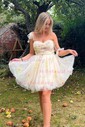 Cute Pearl Pink Skater Tulle Sweetheart Homecoming Dresses