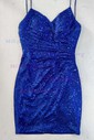 Sparkly Royal Blue Sequin Tight Ruched Homecoming Dresses