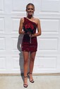 Sparkly Black Bodycon Sequin One-Shoulder Homecoming Dresses