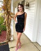 Sparkly Black Bodycon Sequin One-Shoulder Homecoming Dresses