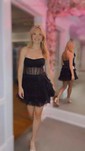 Corset Black Skater Glitter Tiered Homecoming Dresses