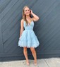 Puffy Skater Tulle Tiered Ruffle Homecoming Dresses