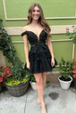 Corset Skater Glitter Bow Tiered Homecoming Dresses