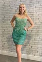 Sparkly Bodycon Sequin Lace-Up Homecoming Dresses