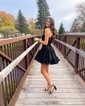 Corset Black Skater Tulle Ruffle Homecoming Dresses