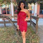 Sparkly Orange Bodycon Sequin One Shoulder Homecoming Dresses