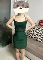 Petite Dark Green Tight Jersey Square Neck Homecoming Dresses