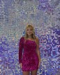 Sparkly Bodycon Sequin One-Shoulder Long Sleeve Homecoming Dresses