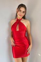 Unique Bodycon Satin Halter Ruched Homecoming Dresses