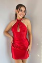 Unique Bodycon Satin Halter Ruched Homecoming Dresses