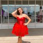 Corset Red Skater Sweetheart Tiered Homecoming Dresses