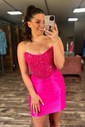 Corset Fuchsia Satin Bodycon Sweetheart Homecoming Dresses