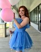 Unique Skater Chiffon Ruffle Ruched Homecoming Dresses